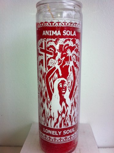 Lonely Sole (Anima Sola) 7 Day Unscented Red Candle in Glass