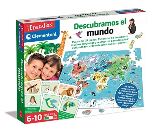 Clementoni - vamos descobrir o mundo, jogo educativo geografia e mapas, brinquedo educativo em espanhol a partir de 6 anos (55446)