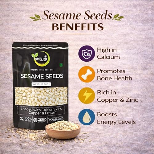 Image of Nutri Hut 6-in-1 Super Seeds Combo Pack | Pumpkin, Sunflower, Flax, Chia, Basil (Sabja) & Sesame Seeds | 50g Each | Rich in Protein, Fiber & Omega 3 | 100% Natural | Superfood for Energy (300g)