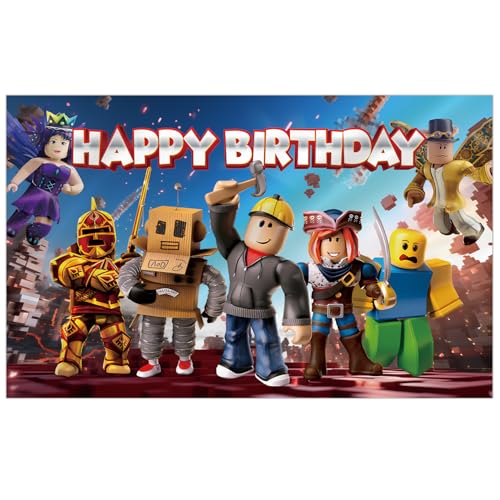 1Pc Roblo-x Party Decoration Banner Photography Background for Birthday Party Photo Booth Props (4.16X2.3 Ft)