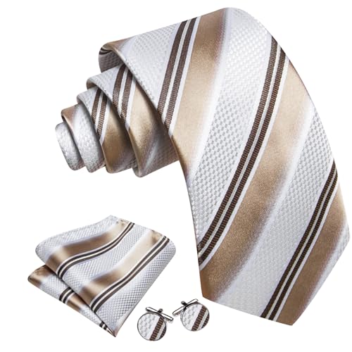 Image of Barry.Wang Mens Tie Set Plaid Check Neckties Formal Business Wedding Luxury Pocket Square Cufflinks
