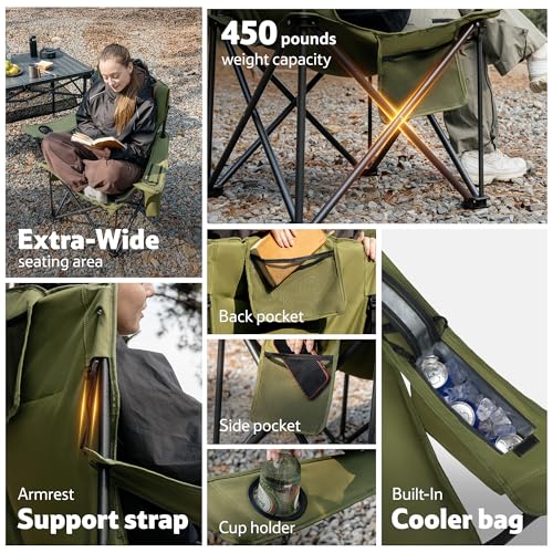 Silla de Camping Oversize Naturehike ComfortMax con Bolsa Térmica, Soporta 450 lbs, Plegable y Acolchada para Exterior, Paquete de 2 miniatura 4