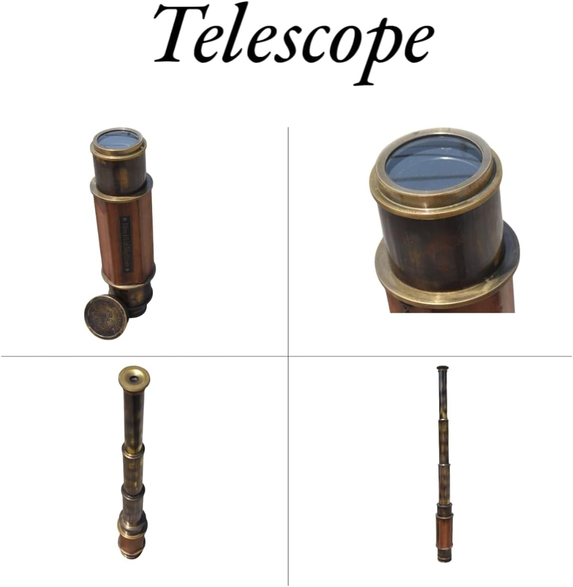 Globle Antique Craft Vintage Brass Telescope, Antique Copper and Bronze Finish, Collapsible Maritime Spyglass, 26 inch Length, Nautical Decor