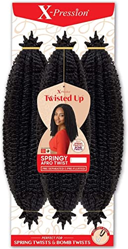 Outre Crochet Braids X-Pression Twisted Up 3X Springy Afro Twist 16" (3-Pack, 1B)