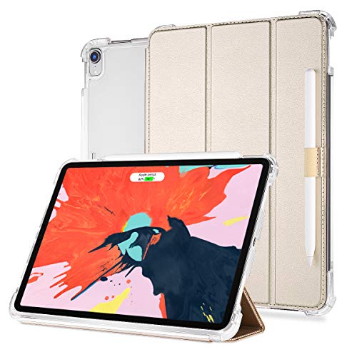 Valkit iPad Pro 12.9 Case 2018, Protective Smart Folio Stand Cases with Apple Pencil Holder, Auto Sleep/Wake, Support Apple Pencil Charging for iPad Pro 12.9 Inch 3rd Gen, Champagne Gold