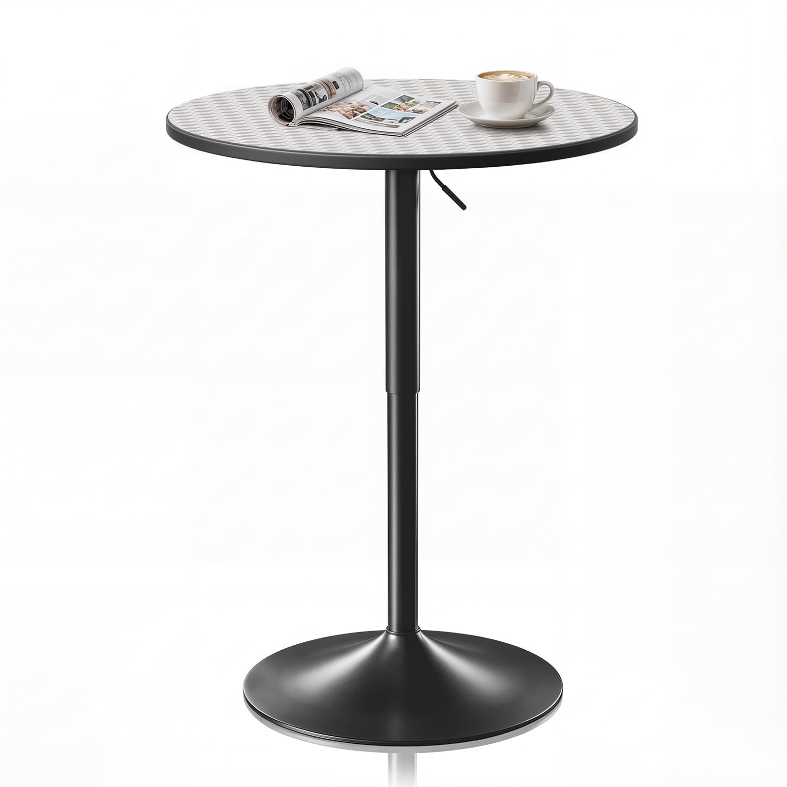 Magshion 23.5'' Round Bar Table, Adjustable Range 27.5"-36" Wood Pub Table with Black Leg and Base for Living Room Dining Room Bar Cocktail Table (