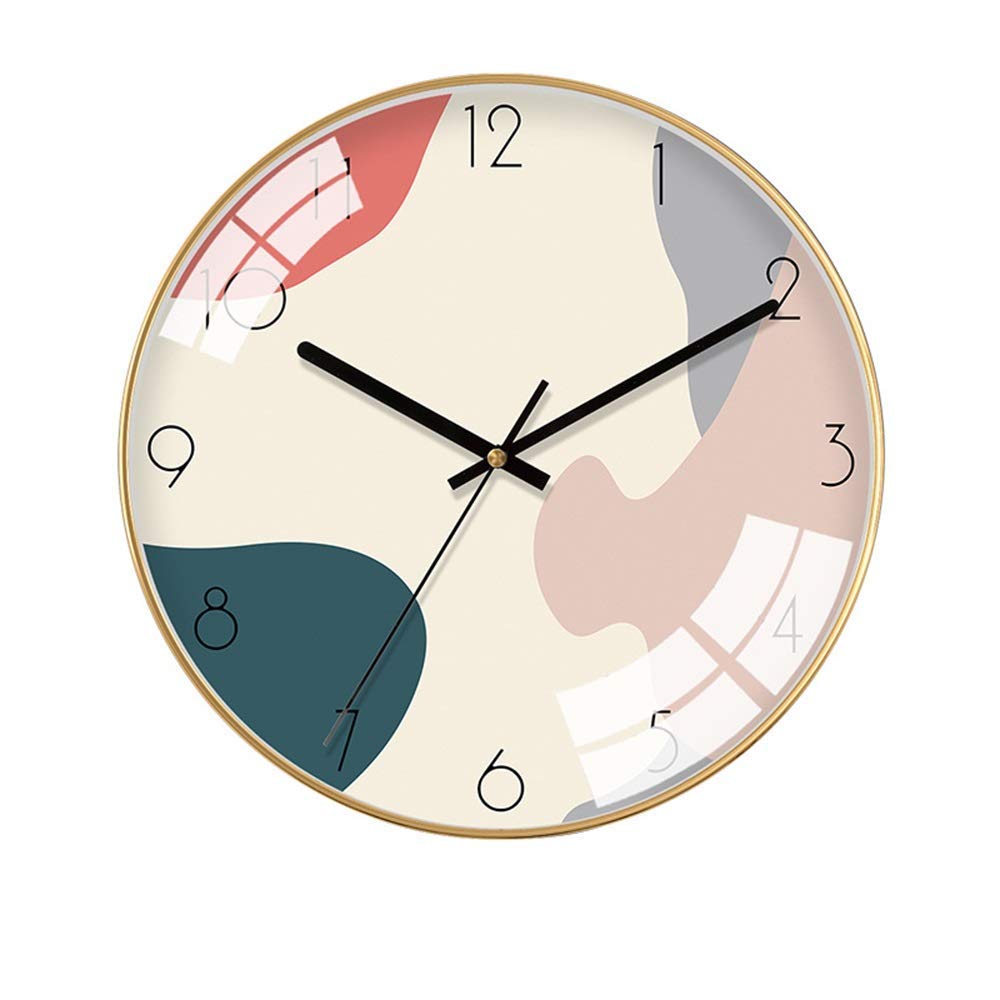 Horloge géométrique or de 35cm silencieuse pour chambre et salon moderne