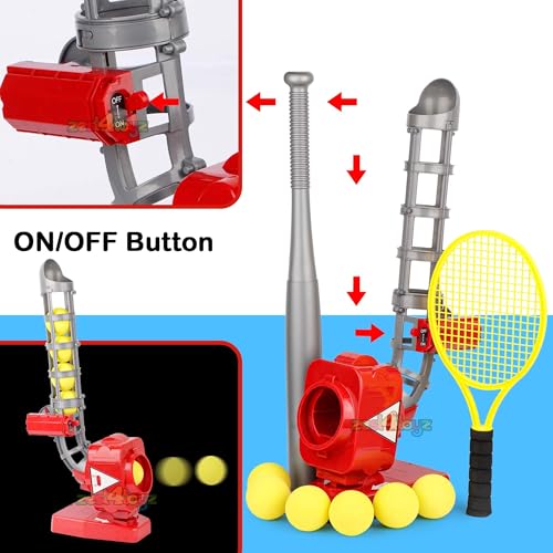 Image of zest 4 toyz Baseball Pitcher for Kids Electronic Pitcher Machine Toy with 5 Balls & Bat for Boys Outdoor Batting Practice Set