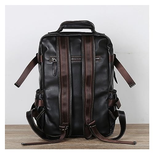 Retro Cowhide Mens Backpack Multifunctional Large Capacity Leather Travel Backpack For Men(Coffee)3