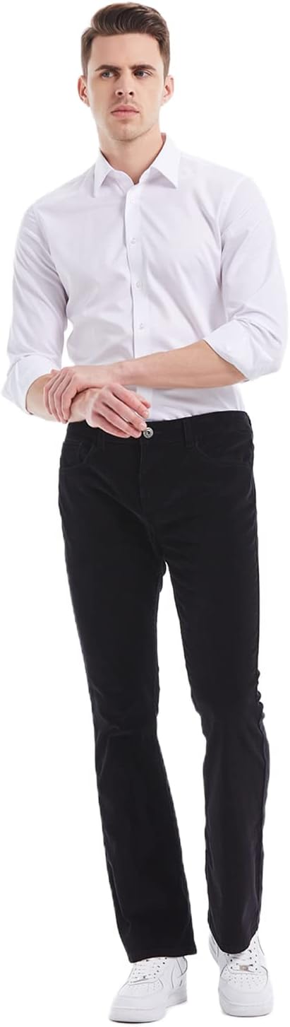 Wbestwind Men's Relaxed Vintage 60s 70s Corduroy Slim Bell Bottom Stretch Fit Classic Comfort Flared Flares Retro Leg Pants - Image 4
