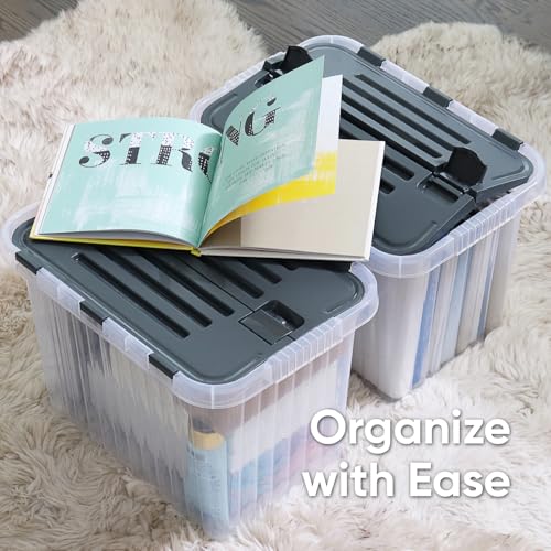 Image of Superio 26 L Deep Storage Container with Hinged Lid 27.5 Quart (2 Pack)