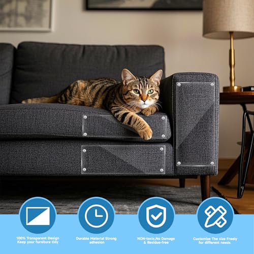 kratzmatte selbstklebend, 30 cm x 5 m, transparente, kratzschutz Sofa Katze, geeignet für Sofas, Möbel, Türen und Wände, um kratzfolie Katzen selbstklebend, kratzschutz tür,kratzmatte Katze.
