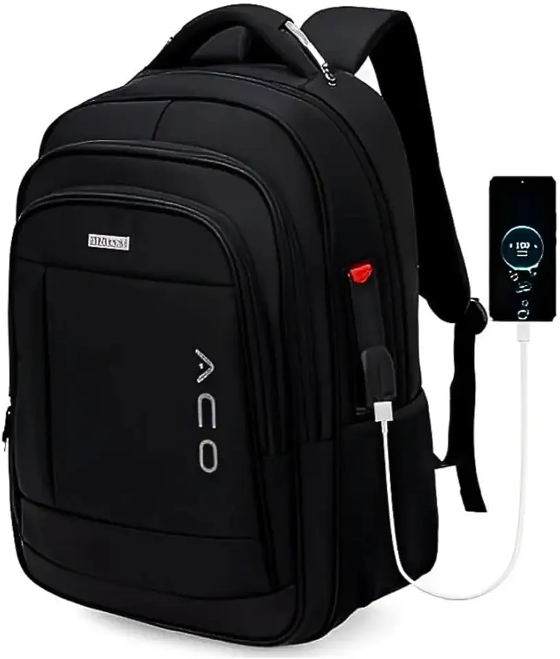Mochila para Notebook Masculina Feminina para Notebook 17 – Mochila executiva Antifurto, Reforçada, Saídas USB e Fone, Alça de Aço, Impermeável, Escolar, Faculdade, Trabalho ou Viagem – Preta Premium