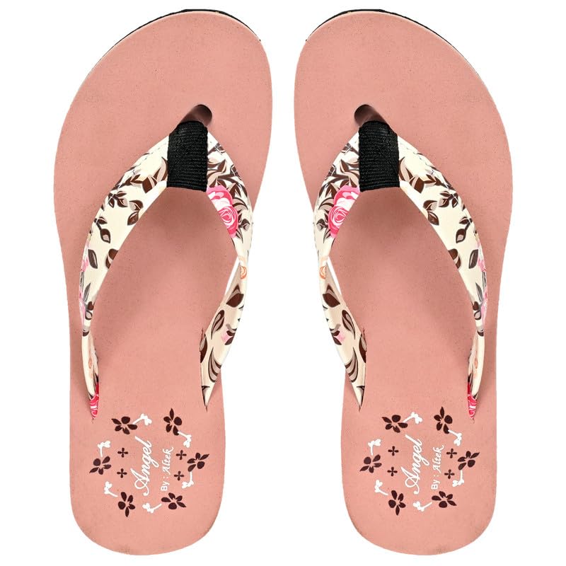 ALTEK Women Flipflop Antiskid Fashionable Daily Use Eva Ortho Fabric Casualwear Indoor Outdoor Peach Chappal (Size:-9)