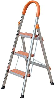 Outdoor Home Dual-Purpose Step Stool,Folding Ladder Folding Portable 3 Ladder Safety Rails Stainless Steel Ladder Thick Non-Slip Wide Pedal Escalator Step Stool