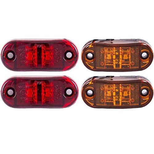 Luz LED Ovalada Rojo y Ámbar 2.5" para Trailer y Camión 4Pzs miniatura 1