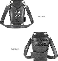 Vista 6 de Bolsa de tijeras, cuero suave, peluquería, peluquería, tijeras, funda para estilista, bolsa de herramientas con cinturón para el hombro