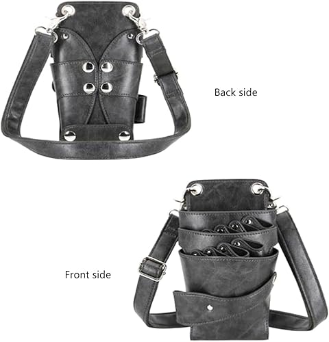 Miniatura 6 de Bolsa de tijeras, cuero suave, peluquería, peluquería, tijeras, funda para estilista, bolsa de herramientas con cinturón para el hombro