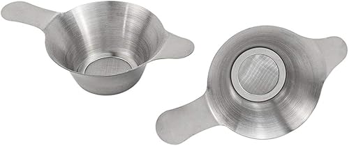 Miniatura 8 de AUEAR, Paquete de 2 filtros de acero inoxidable de diferentes tamaños de malla fina para embudo de té con asas dobles