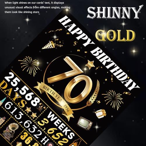Awfrky 70th Birthday Card for Women Men, 70th Birthday Decorations for Her Him, Gilding Happy 70 Year Old Birthday Gifts for Grandmother Mother Wife Husband Dad Mom, Jumbo Back in 1956 with Envelope — view 4