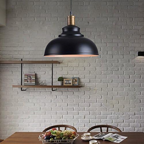 OYIPRO Pendant Light Fixture Vintage Hanging Lamp Dome Lampshade 30cm Diameter Metal Black for Dining Table Living Room Restaurant Hallway