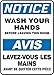 Accuform FBMRST803XT French Bilingual Legend "Notice WASH Your Hands Before Leaving This Room" Sign, 14" Height, 10" Wide, 14" Length, 0.060" Thickness, Dura-Plastic, Blue/Black on White