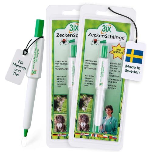 3iX Zeckenschlinge 2er Pack - zuverlässige Methode zur Zeckenentfernung - Effektiver Zeckenentferner Zeckenzange Zeckenhaken & Zeckenpinzette in einem Zeckenschutz unterwegs - für Mensch und Tier
