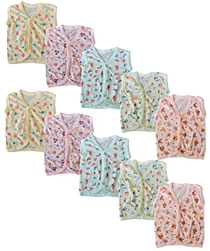 Image of New Born Baby Itch Free Feel Free Multi Printed 100% Cotton Jabla Combo (Set of 10)(0to6 Months)
