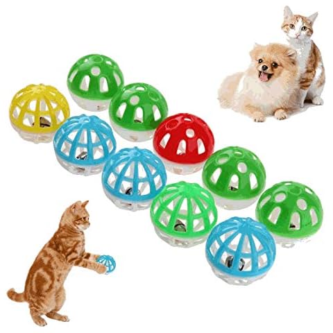 Taosheng Cat Jingle Bell Cat Hollow Bell Toy Colourful Plastic Cat Bell for Cats Kitten Pouncing Chasing Rattling Ball Toy Dual Colors Hollow Balls Jingle Bell Balls Dogs/Cats Hunting Toys Cover