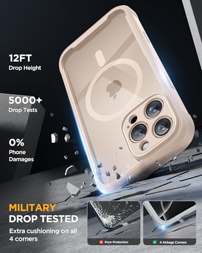 Image of Miracase Magnetic for iPhone 16 Pro Case Full-Body Phone with Built-in Glass Screen Protector, [Compatible with MagSafe] Military Drop Proof 16 Pro Cover Bumper 6.3 inch, Desert