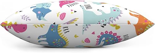 Miniatura 4 de Fundas de almohada de dinosaurio colorido animal dinosaurio dibujo infantil lindo diseño cuadrado fundas de almohada para decoración del hogar,