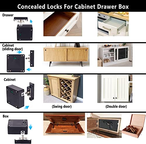 Image of CODACE RFID Electronic Cabinet Lock, Smart NFC Drawer Locks, Hidden Card Lock for Wooden Cabinet Cupboard Drawer Furniture