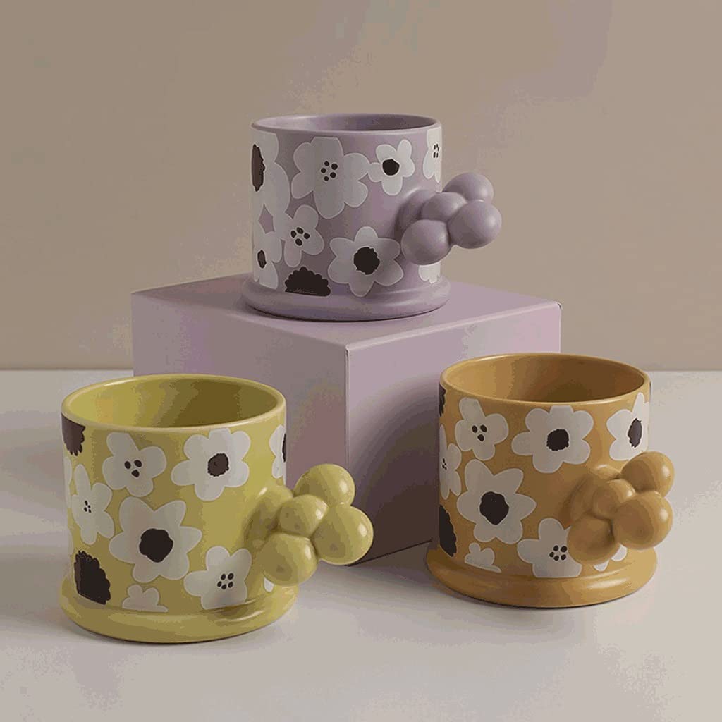 Tazas de Té Tazas Desayuno Taza De Café De Cerámica Con Flores Creativas, Taza De Bebida Artística De 200ML, Taza De Café Reutilizable for Bebidas Frías/calientes Tazas Tazas de Cafe ( Color : F )