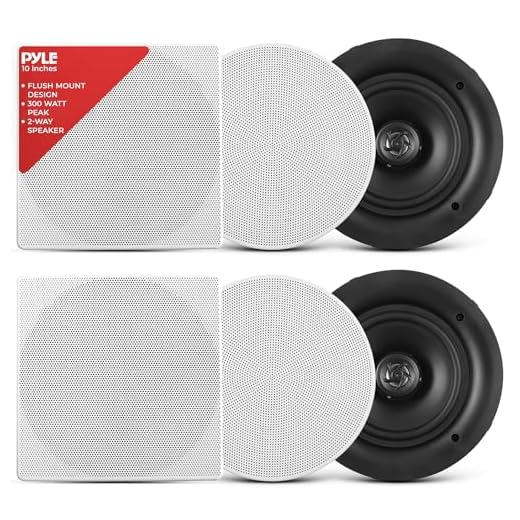 Pyle 10” Ceiling Wall Mount Speakers - Pair of 2-Way Full Range Sound Stereo Speaker Audio System Flush Design w/ Electronic Crossover Network 35Hz-20kHz Frequency Response & 300 Watts Peak PDIC106