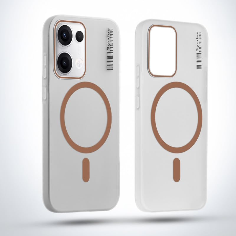Image of Mr. Case Back Cover for Oppo Reno 13 5G Elegant Frosted White Translucent Back | Only Compatible with Wireless Magnetic Accessories | Anti-Scratch Shockproof Phone Case - Brown