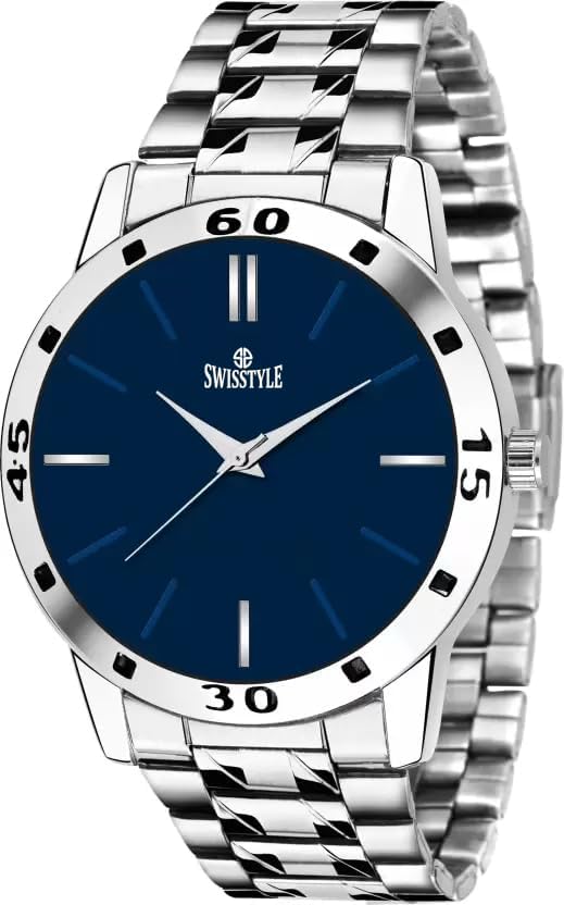 SWISSTYLE Blue Analog Dial Chain Watch for Men with Bracelet (Black) (B0CW9M75DZ) Amazon Price History, Amazon Price Tracker
