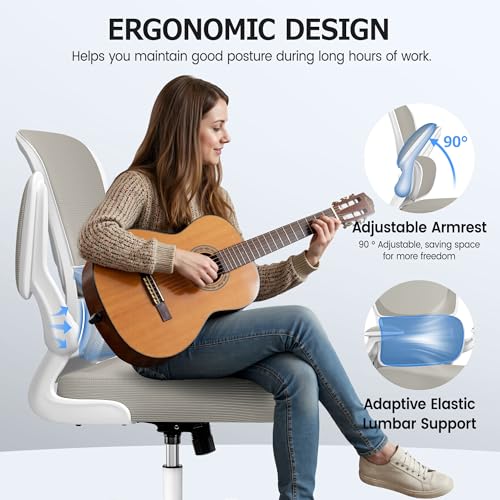Image of ALLGOD Office Chair Ergonomic Desk Chair, Breathable Mesh Desk Chair Comfy with Lumbar Support, Flip-up Armrests, Computer Chairs Comfortable for Home, Office, Work, Standard, 300Lbs