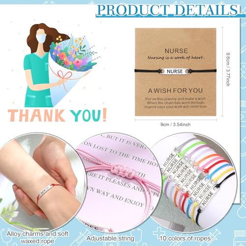 Kigeli 30 Pcs Nurse Gifts Bulk Stethoscope Heart Appreciation Bracelet Gifts Blessing Card Bracelets RN Nurse Jewelry for Women Men2