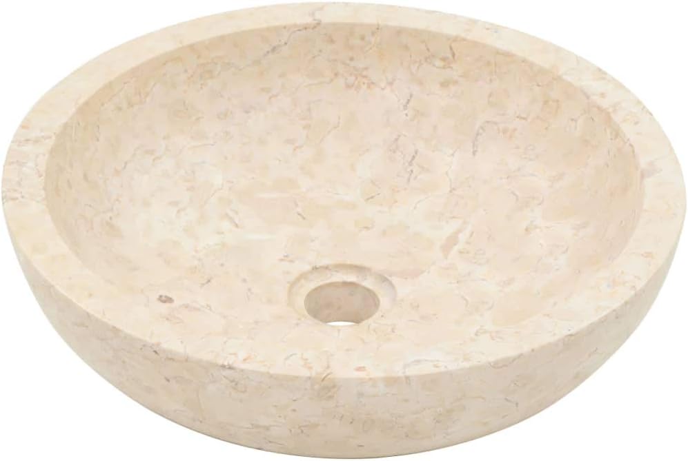 Grande vasque de salle de bain à poser Roc en marbre crème 45-55 cm