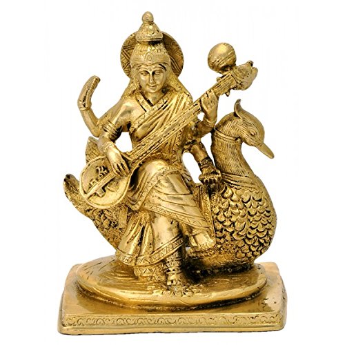 Gangesindia Devi Saraswati Maa Playing Veena Brass Statue