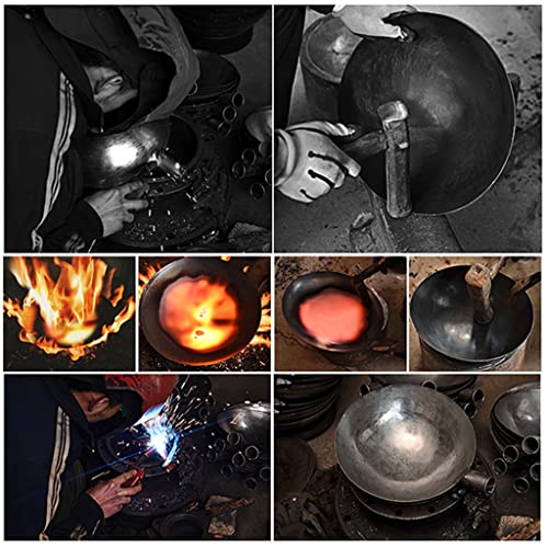 Wok de hierro sin recubrimiento artesanal para cocina a gas miniatura 6