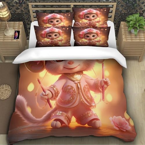 Housse de Couette Singe Ultra Douce Fermeture Éclair anti-glisse