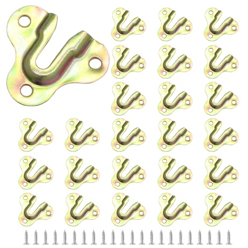 Image of Murtenze 20PCS Zinc Yellow Keyhole Hangers Buckle Type Picture Hanger, Single Keyhole Hanging Plate Mirror Picture Frame Hangers Kit for Wall Mounting Coat Rack, Mug, Wooden Board