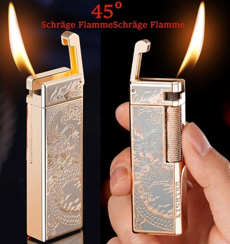 Encendedor clásico metálico rellenable con llama regulable miniatura 3