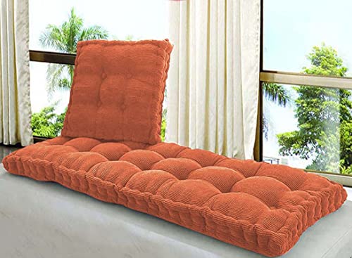 Cojín grueso de algodón para sofá de 2/3 plazas, cálido y cómodo, para columpio, patio, suelo e interior doméstico, 150 x 50 cm, color naranja