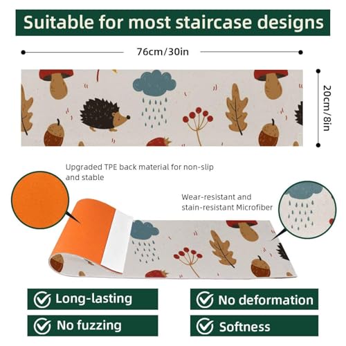 Alfombras para escaleras con base adherente lavable de tejido texturizado gris 5