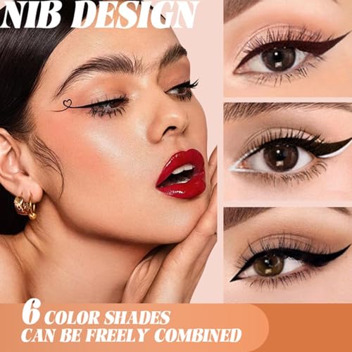 Eye Liners - 6 Color Natural Long Lasting Highlighter, Smooth Glide Smudge Proof Formula, Vibrant Waterproof Makeup, Ideal Use for Men and Women, Eye Beauty Cosmetic Set, Multi Color – Image 4