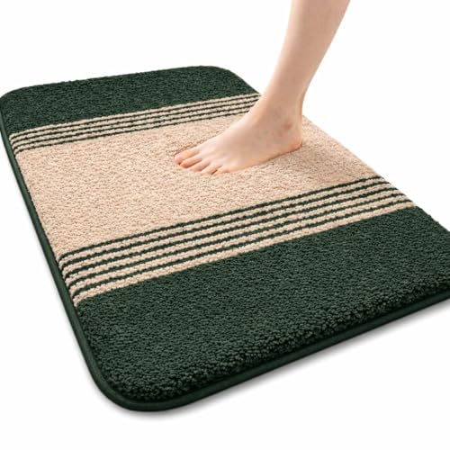 Image of How Nice Door Mat for Bedroom,Bathroom,Kitchen,Home,Entrance,Room Mats,Foot Matt,Floor mat,Main Door,Rug Non Slip Mats,Door Mate,Floor Mat Soft Door Mat,Door Matt (Stripe Mat Beige Green)