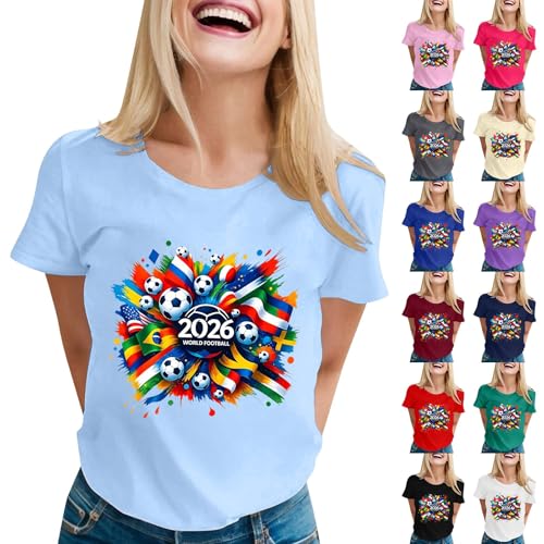 T-Shirt Femme Coupe du Monde de football top de loisir pour vibrer au stade ou entre amis