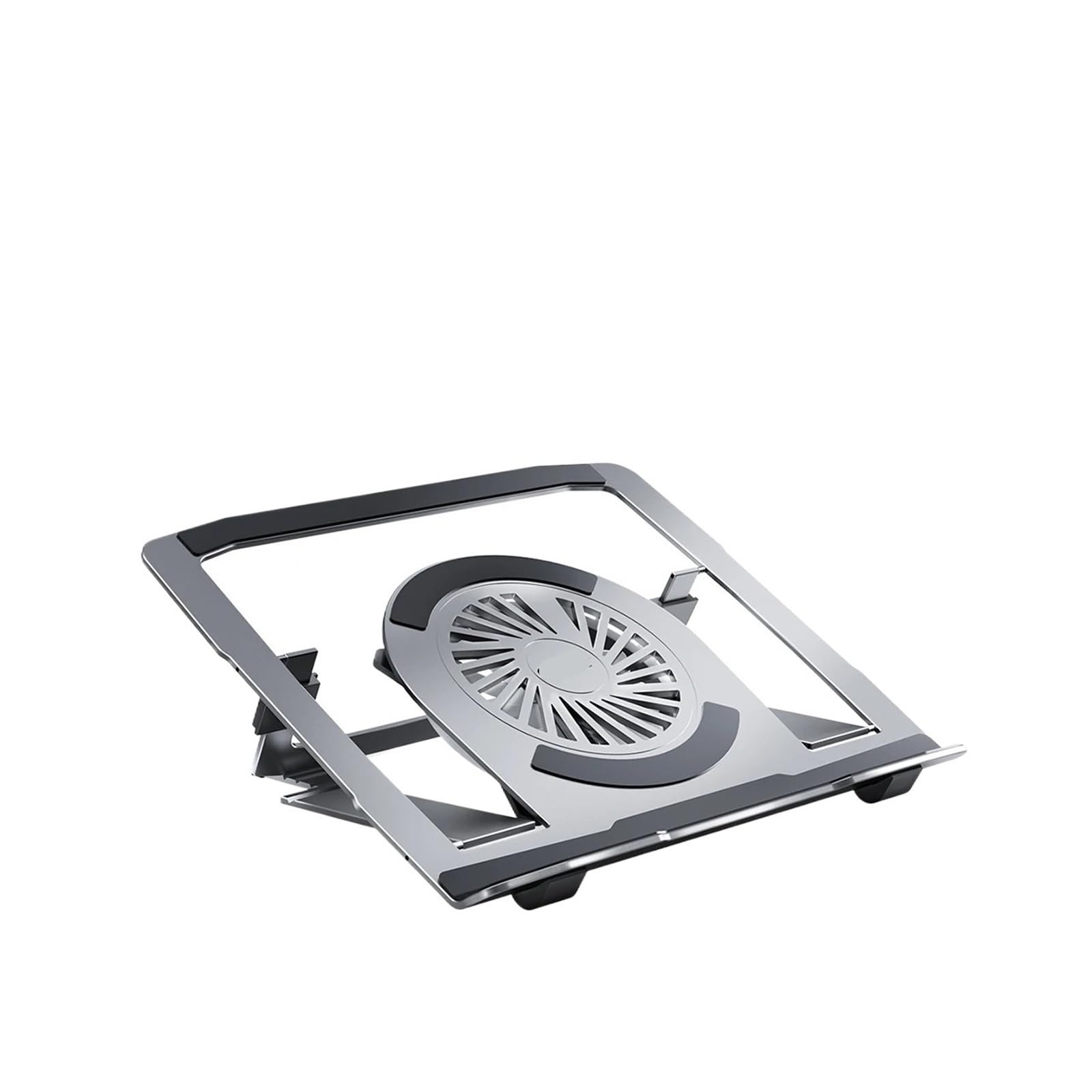 HIZON Soporte de mesa para ordenador portátil ajustable soporte para ordenador portátil ergonómico giratorio 360° Gaming RGB apto para portátiles de hasta 17 pulgadas (con ventilador RGB gris)